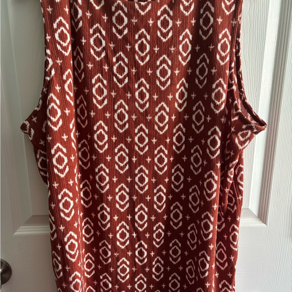Rachel Rust and White Patterned Tank Top - Picture 4 of 8